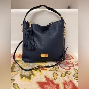 MICHAEL KORS Vintage Y2K Bedford Navy Leather Large Hobo/Chain-Link Crossbody